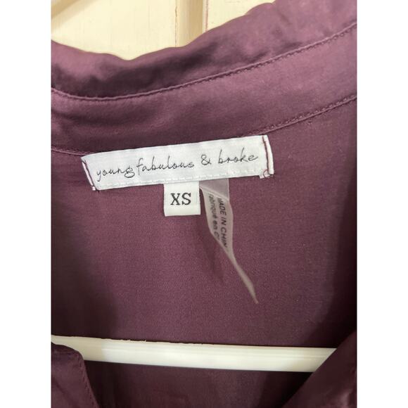 Young Fabulous & Broke size XS plum colored viscose blouse top - Picture 2 of 4